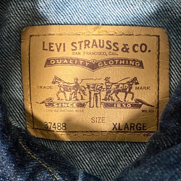 Vintage Levi's White Tab Denim Trucker Jean Jacket Size Youth XL 37488 - Picture 4 of 5